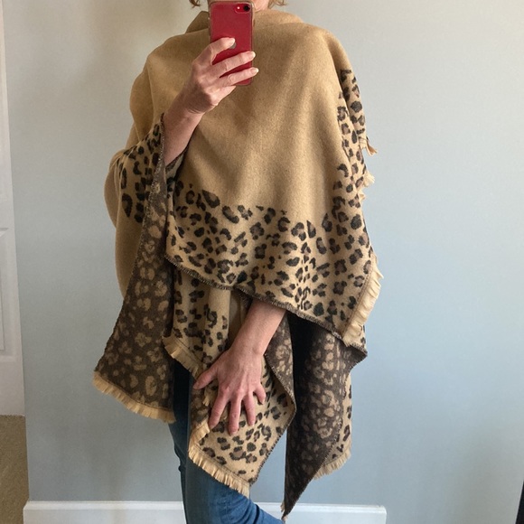 Tan & Animal Print Open Cardigan Sweater Kimono Wrap - Picture 10 of 10